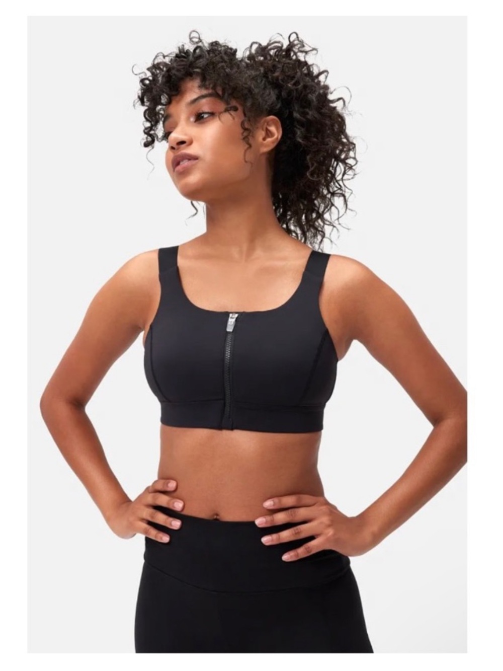 NWT Outdoor Voices Powerhouse Sports Bra Small Medium B Black Zip Front